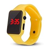 Dicomi Studente adulto coppia quadrante LED orologio elettronico cassa orologio (One size, Giallo)