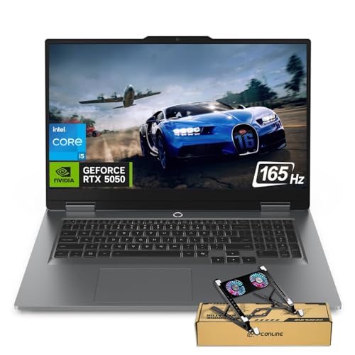 Lenovo LOQ RTX 5050 AI-Gaming PC, 17.3' FHD 165Hz, Intel Core i5-13450HX, NVIDIA GeForce RTX 5050, 32GB DDR5 RAM, 1TB SSD, Backlit KB, Bundle with PCO Notebook Folding Radiator, Laptop Cooler