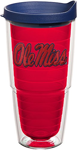 Image of Tervis Made in USA Double Walled Ole Miss University of Mississippi Rebels Insulated Tumbler Cup Keeps Drinks Cold & Hot, 24oz, Primary Logo - Red Inner