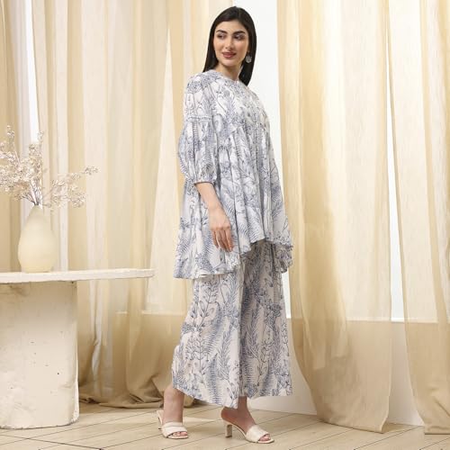 Image of BIBA Women Cotton Straight Printed Suit Set