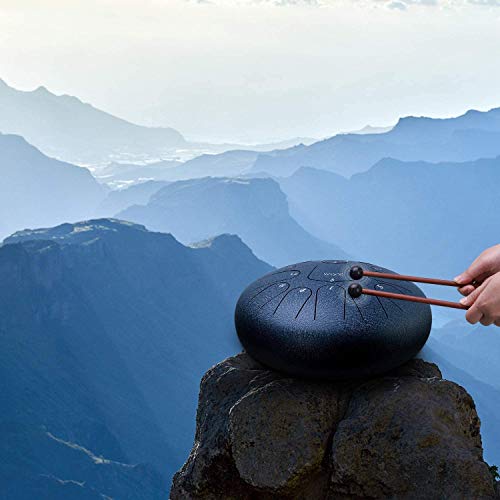 Steel Tongue Drum, 13 Notes 12 inches Hand Tongue Drum Percussion Instrument Lotus Pan Drum with Drum Mallets Carry Bag - Thumbnail 3