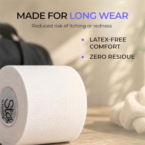 Image of Stoga Athletic Sports Tape 1.5 inch x 15 Yards | Rigid Zinc Oxide Strapping Tape, No Residue, Hand Tearable | Ankle, Wrist, Knee, Finger Support | Cricket, Boxing, Gym, Physiotherapy (Pack of 3)
