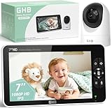 GHB Babyphone mit Kamera 7 Zoll 1080P IPS Display 168 Stunden Akkulaufzeit im VOX Modus 4X Zoom Max. 4 Kameras unterstützt Gegensprechen