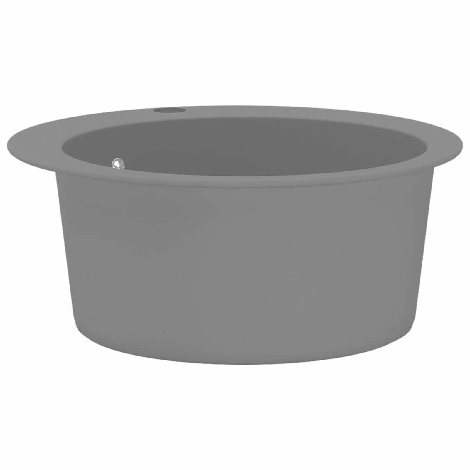 JUDYY Fregadero de Cocina de Granito con un Seno, Mueble Pila Lavadero, Pila Fregadero Cocina, Fregadero sobre Encimera, Fregadero Baño Encimera, Picas De Cocina, Redondo Gris