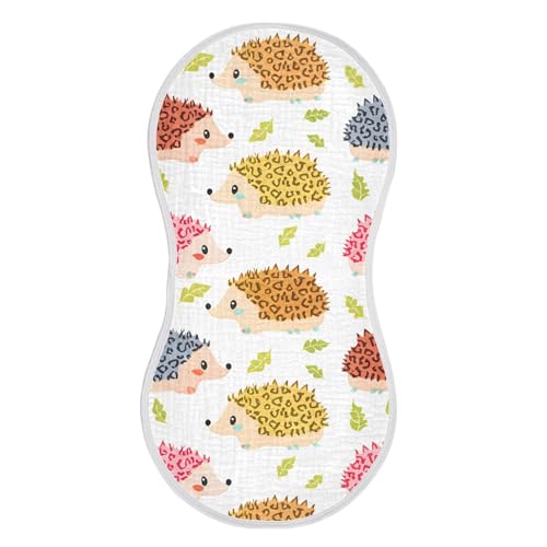xigua Cute Hedgehog Baby Burp Cloths for Newborn Boys and Girls 4 Pack, Soft & Absorbent Cotton Baby Burp Cloth, Baby Washcloths, Newborn Towel, Burp Rags