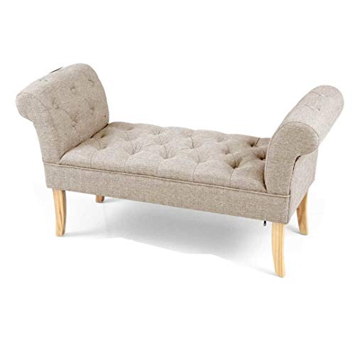 Panca Stile Shabby Tessuto scendiletto Tortora cm 103 x 40 x 60 h