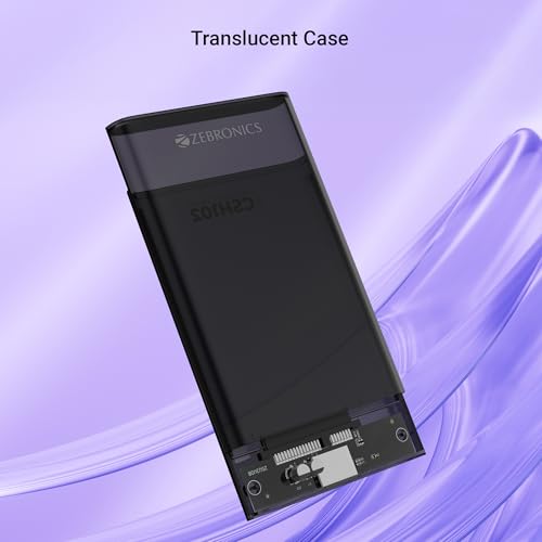 Image of Zebronics 2.5 inch SSD /HDD Enclosure, Max. 4TB Storage, Upto 5Gbps Transfer Speed, Tool-Free Slide Design, USB to Micro B Connector, Windows, Mac, Linux Support, Translucent Case (CSH102)