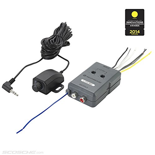 Scosche Loc90 Line Output Converter Adjustable Amplifier Add On Module For Car Stereo, 2-Channel Signal Sensing Speaker Wire To Rca Adapter With Remote Control Knob, Grey #TOP1
