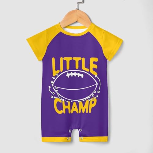 Baby Football Clothes Outfit, Short Sleeve Little Champ Printing, Crewneck Romper Bodysuit Infant Football Clothes3