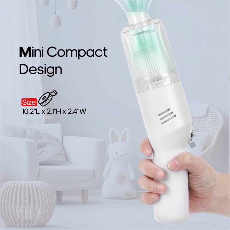 Wireless Mini Car Vacuum Cleaner(400g) Portable Rechargeable,Handheld Vacuums, Mini but Mighty Dust Busters Cordless Rechargeable,Hand Held Vac for Car/Desk V06/white - Image 2