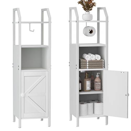 ANWBROAD Bathroom Storage Cabinet Small Toilet Paper Stand 5-Layer Shelf Narrow Bathroom Organizers and Storage for Small Space with Adjustable Shelf USBC003W