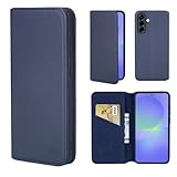32nd Klassische Serie 2.0 - Lederhülle Hülle Cover für Samsung Galaxy A36 5G / Galaxy A56 5G, Echtleder Hülle Mit RFID-Blockierung Kartensteckplatz, Magnetverschluss & Standfuß - Marineblau