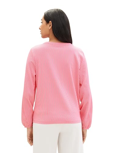 TOM TAILOR Damen Basic Bluse mit Streifen, 35242 - Pink Thin Stripe, XL – Ansicht 3
