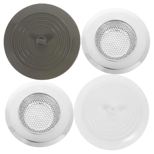 Operitacx 2 Juegos Tapones de Drenaje de Silicona y Acero Inoxidable para Baño y Cocina Kit con Filtro Antidesbordamiento para Lavabo y Ducha Cubiertas Reutilizables y Fáciles de Limpiar