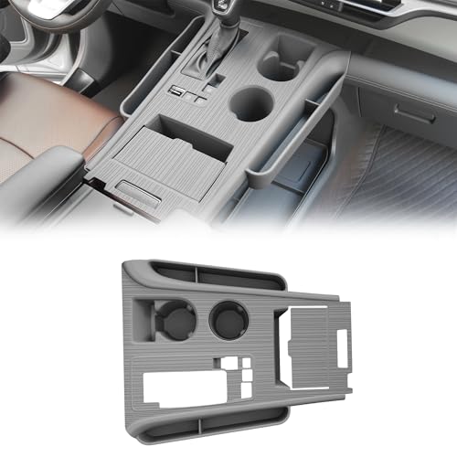 Arcoche Center Console Cover with Organize for Toyota Sienna 2021-2026 Central Control Gear Shift Panel Trim Cover Silicone Panel Frame(Gray)