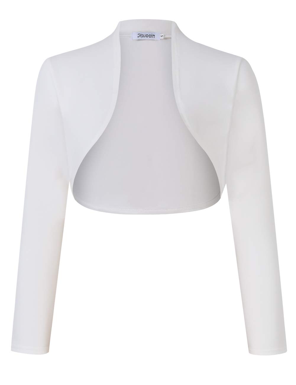 KOJOOIN Damen Bolero Kurze Strickjacke Festlich Kurz Cardigan Elegant Schulterjacke A-Weiß XXL（Verpackung MEHRWEG）