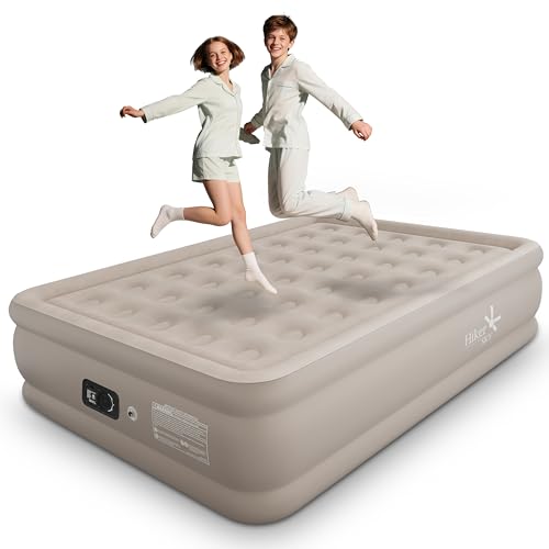 Image of Full Air Mattress with Built in Pump, Single Blpw up Air Bed with Portable Storage Bag, Suitable for Home and Guests, Top Flocking, 18 inch Full Khaki