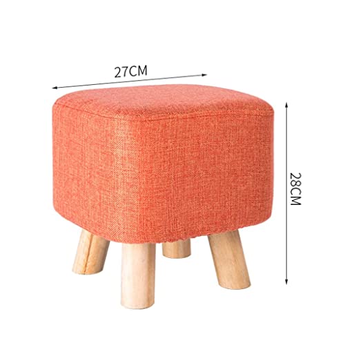 Taburete para pies redondo tapizado reposapiés sofá madera maciza 3