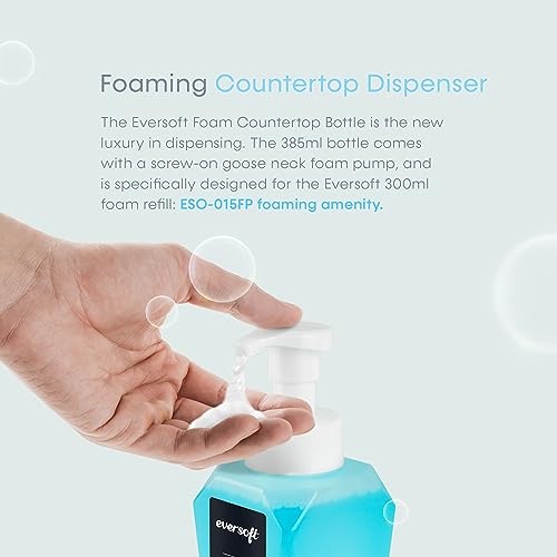 Image of Eversoft Foaming Countertop Hand Soap Bottle Dispenser + 4 x 300ml Refill Foam Hand Soap Cartridge Kit