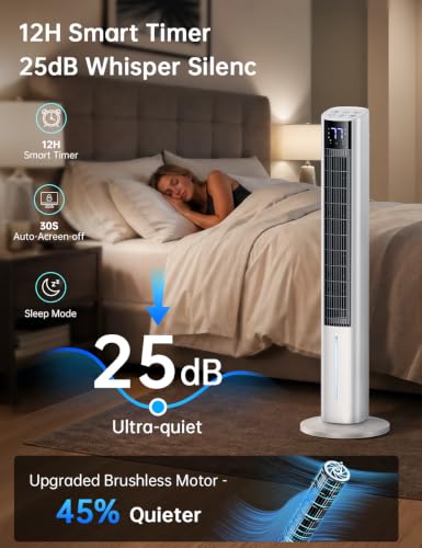 Image of 45 inch Windowless Air Conditioner for Bedroom, 25dB Ultra-Quiet Sleep Mode, 4L Dual Tank Cooling 24H, 120 Swing Swamp Cooler Air Conditioner, 12H Timer, 3 Speeds & 4Modes Evaporative Air Cooler
