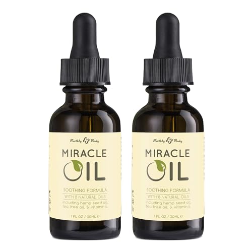 Earthly Body Miracle Oil 1 fl. oz. - 2 Pack - 100% Natural Tea Tree Oil Hemp Seed Oil & Vitamin E - Moisturizer Calms Skin Irritations Helps Smooth Wrinkles - Gluten Free 100% Vegan