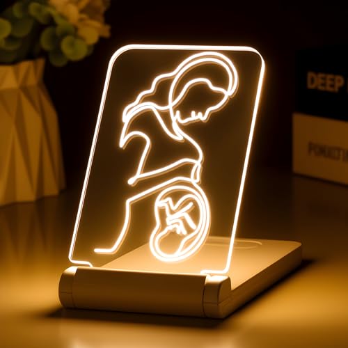 Pregnancy Gift Night Light, Dimmable Rechargeable Foldable Lamp for Mom