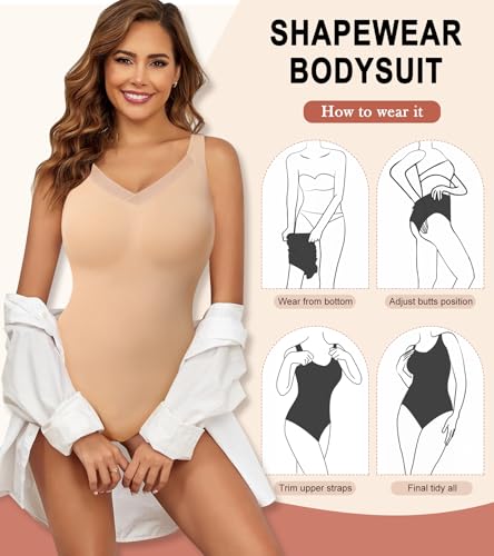 Image of Shapewear Bodysuit for Women Tummy Control Seamless Faja Body Shaper Body Suit Waist Slimming