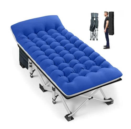 Camping Cot with Padded Mattress, Blue, Includes Carrying Bag