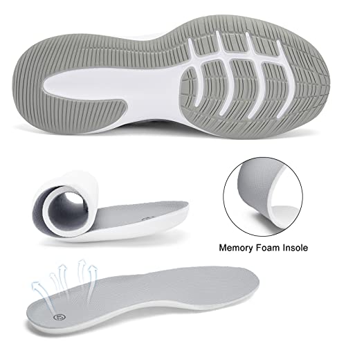Akk Mens Walking Tennis Shoes Lightweight Breathable Running Shoes Gym Athletic Fashion Sneakers Slip On Workout Casual Sports Shoes Grey #TOP3