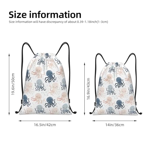 Drawstring Backpack - Cartoon Cute Octopus Print Small Drawstring Gym Bag for Women Men, Sports Cinch String Bag Backpack for Travel Swimming Beach2