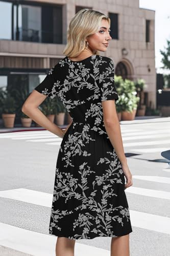 Image of Womens Short Sleeve Empire Waist Dresses Casual Summer Dress with Pockets