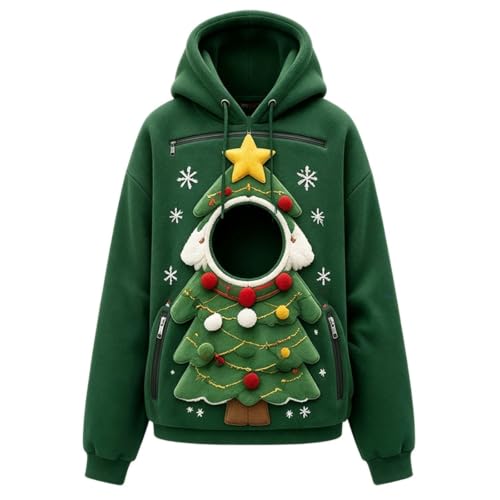 Christmas Pet Pouch Hoodie For Women Zipper Long Sleeve Pet Sling Hoodie | Oversized Christmas Pet Carrier Sweatshirt With Large Kangaroo Pocket For Dog And Cats - image 4