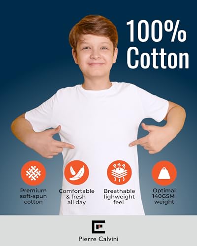 T-shirt blanc enfant Pierre Calvini lot de 5 en coton