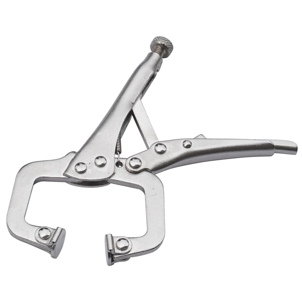 SCHNRR 3Pcs Mini Vise Locking Pliers Set Curved Jaw Pliers and Long Nose and C Clamp Assorted Locking Welding Clamp - Image 3