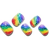 GLAMERMAID Press on Nails Extra Short Squoval, Spring Summer Colorful Gradient Rainbow Gel Glue on Nails, 24Pcs Glossy Round Reusable UV Finish Fake Nails Acrylic False Nails Manicure Kits for Women