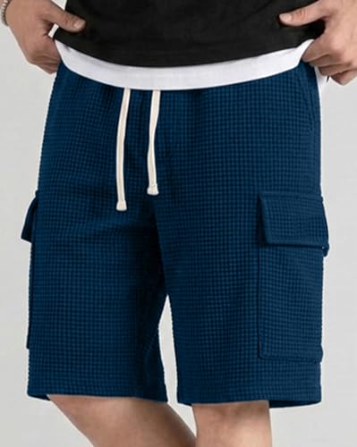 Image of AUSK Men's Casual Cargo Half Pant || Breathable Waffle Fabric with Drawstring Waist & Cargo Pockets || Summer Shorts for Men