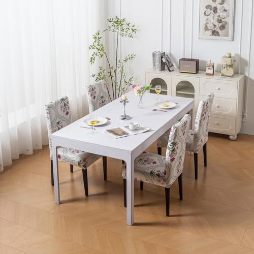 Image of House of Quirk Elastic Chair Cover Stretch Removable Washable Short Dining Chair Cover Protector Seat Slipcover (Pack of 1, Mughal Buta)