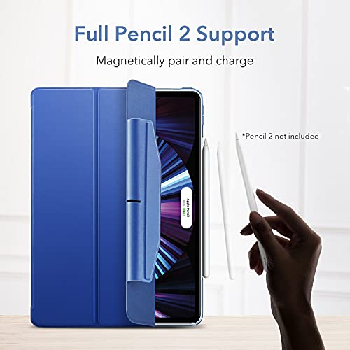 Esr Trifold Case Compatible With Ipad Pro 11 Inch 2021 (3Rd Generation), Lightweight Stand Case, Auto Sleep And Wake, Pencil 2 Wireless Charging, Ascend Series, Blue #TOP3
