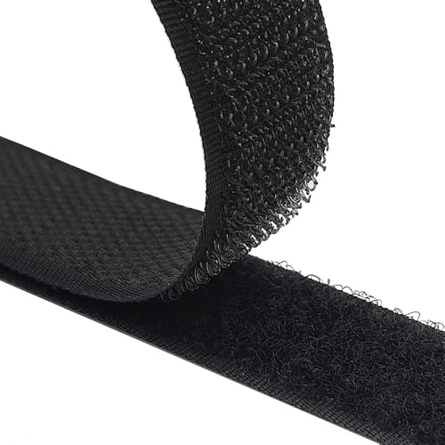Klettband zum Nähen aufnähen Set Flauschband + Hakenband Farbe & Größe wählbar (schwarz 16 mm x 3 m)