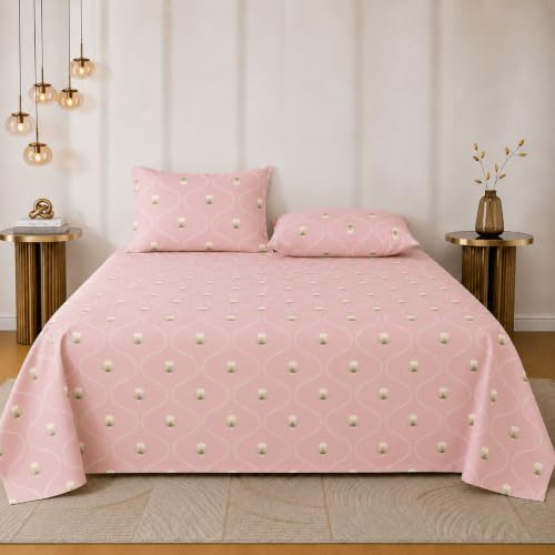 Image of RRC Printed Bedsheet for Double Bed with Pillow Cover, 90 x 100 Inches Floral Double Bedsheet, Bedroom Bedding for Home, Comfortable Bed Sheet, Pillow Cover Size 17 x 27 Inches