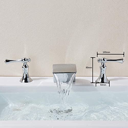 Robinet mitigeur de lavabo chromé de qualité supérieure avec bec cascade architectural