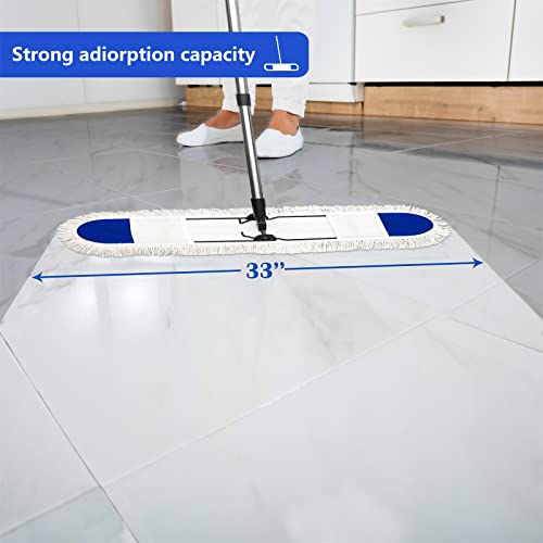 33" Professional Commercial Dust Mop For Floor Cleaning, Strong Floor Duster Mop With 60" Handle Suit For Hotel Gym Household Cleaning Supplies Hardwood, Tiles, Floor #TOP6