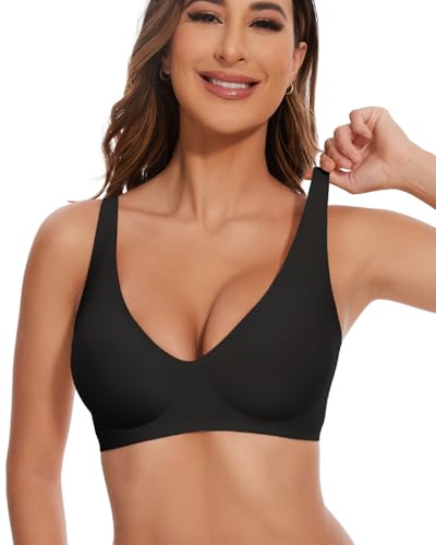 Vinfact Deep V Bras for Women No Underwire Buttery Soft Wireless Bras Light Lift Soft Seamless Bralettes