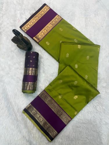 Image of SWORNOF Women's Banarasi silk Saree With Unstitched Blouse Piece