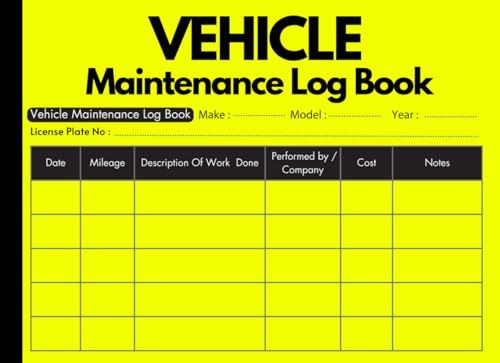Vehicle Maintenance Log Book: Track Maintenance ,meliage, repairs and costs , size 8.25 x 6