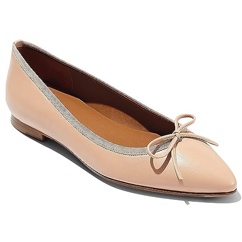 MOOMMO Women Pointed Toe Slip On Bow Flats Comfortable Matte Ballet Flats with Bow 0.5 inch Flat Heel Dress Shoes Pointy Closed Toe Walking Driver Flats Office Ladies Basic Casual 4-11 M US3