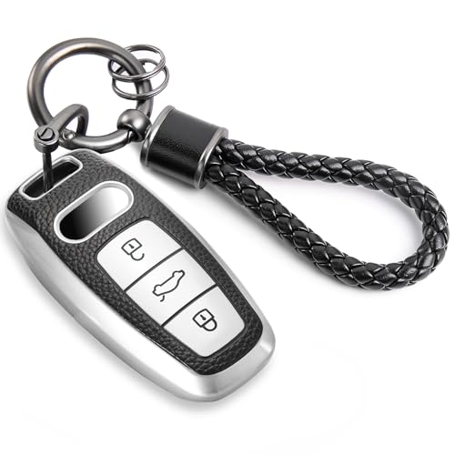Image of Key Fob Cover for Audi, Braided Loop Keychain Accessory, Silver