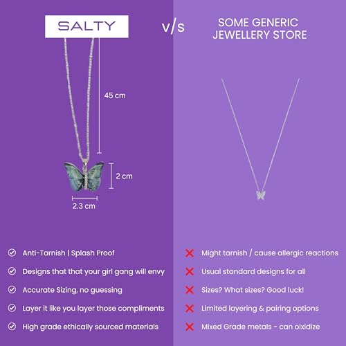 Salty Vibrant Blue Winged Butterfly Beauty Pendant Necklace for Women & Girls | Neck Chain | Locket | Fancy & Stylish | Modern Design | Birthday & Special Occassion Gift |... - Image 5
