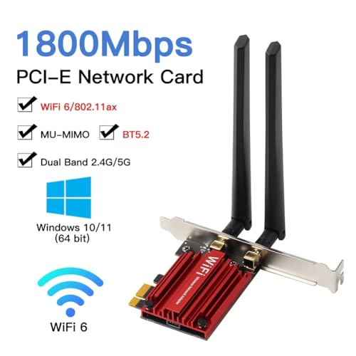 Adaptador Inalámbrico PCI Express WiFi 6 Solución definitiva para PC sin Cable con Bluetooth 5.2 5