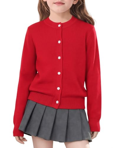 Image of Girls Cardigan Sweater School Uniforms Toddler Long Sleeve Button Knit Solid Sweaters Tops